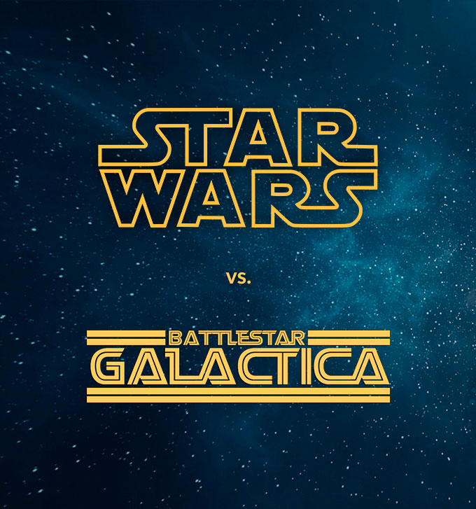 Drag and drop project cover, Star Wars vs Battlestar Galactica title card