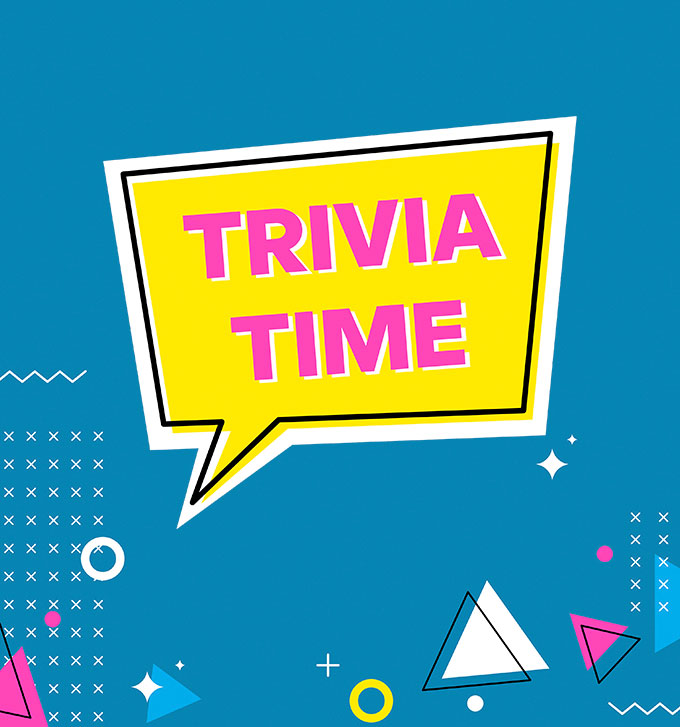 Trivia Time cover art, a yellow speech bubble on a blue background